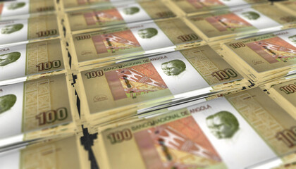 3D Bunch of 100 Angola Kwanza Money Banknote