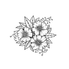 Original monochrome vector illustration in vintage style. A festive bouquet of flowers for the design.