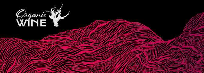 background illustration with grape stump lines. Wine strain silhouette. © Ografica