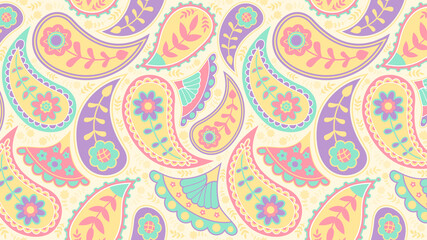 Naklejka premium Colorful paisley background