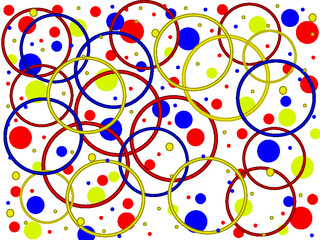 Abstract vector background of multicolored circles and rings.