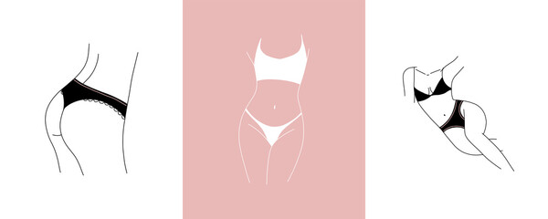 logo linear female figure silhouette. for social media design, store stories, nude shades