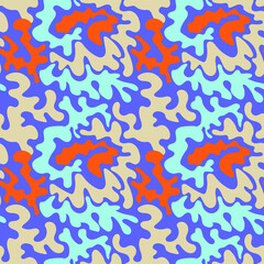 Abstract colorful seamless pattern with wave shapes and lines for textile, texture and prints