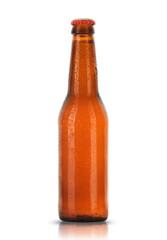 small glass bottle with beer