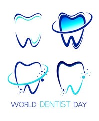 World Dentist Day.  6 march  dentist` day. Dentistry background with clean  tooth, Vector illustration