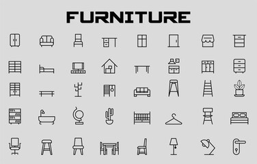 set of lining furniture icon
