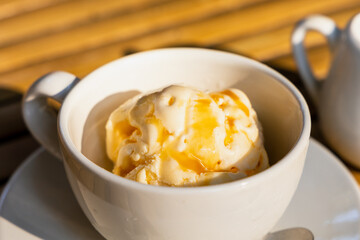 coffee macchiato at tea time on summer