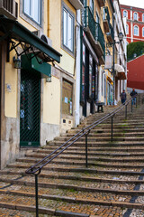 Fototapeta premium Lisbon, Portugal: Calçada do Duque, a steep lane leading up to the Bairro Alto