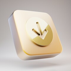 Arrow Circle Down icon. Golden Arrow Circle Down symbol on matte gold plate.