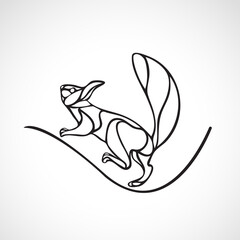 Abstract illustration of squirrel. Outline wavy squirrel vector