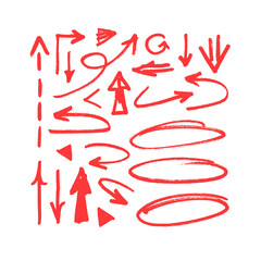 Vector art illustration grunge arrows. Set of hand drawn paint object for design use. Abstract brush drawing