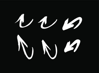 Vector art illustration grunge arrows. Set of hand drawn paint object for design use. Abstract brush drawing