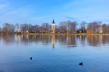 Berlin Spree Treptow Stralau historische Kirche, alte Dorfkirche
