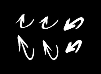 Vector art illustration grunge arrows. Set of hand drawn paint object for design use. Abstract brush drawing