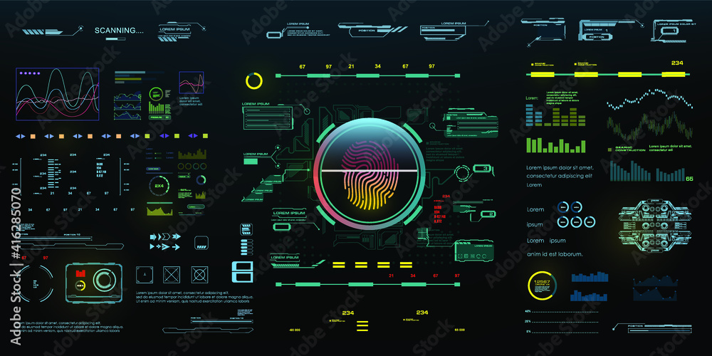 Poster holographic digital panel with biometric identification technology, fingerprint reader and automatic