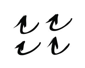 Vector art illustration grunge arrows. Set of hand drawn paint object for design use. Abstract brush drawing