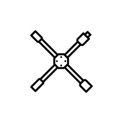 wheel wrench. Vector sign in a simple style isolated on a white background