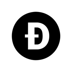 Obraz premium DogeCoin black flat icon isolated on white background
