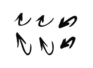 Vector art illustration grunge arrows. Set of hand drawn paint object for design use. Abstract brush drawing
