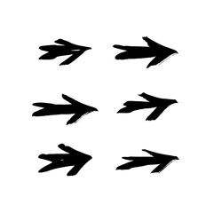 Vector art illustration grunge arrows. Set of hand drawn paint object for design use. Abstract brush drawing