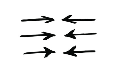 Vector art illustration grunge arrows. Set of hand drawn paint object for design use. Abstract brush drawing