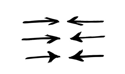 Vector art illustration grunge arrows. Set of hand drawn paint object for design use. Abstract brush drawing