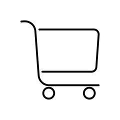 Shopping cart flat icon. Pictogram for web. Line stroke. Basket isolated on white background. Vector eps10