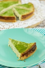 Matcha green tea coconut cheesecake