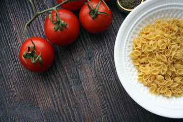 Ingredients for Italian salad dressing. Culinary background.
