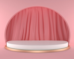 abstract minimal pink color geometric shape background, showcase mockup for podium display, 3d rendering.	