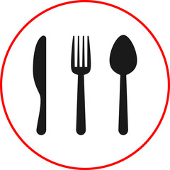 Fork, knife, spoon icon vector