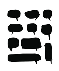 Vector art illustration grunge speech bubbles. Set of hand drawn paint object for design use. Abstract brush drawing.