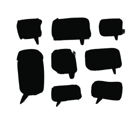 Vector art illustration grunge speech bubbles. Set of hand drawn paint object for design use. Abstract brush drawing.