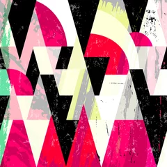 Gardinen abstract geometric background composition, retro style, with triangles, paint strokes and splashes © Kirsten Hinte