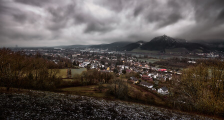 Rhine River Valley. View of the city of Bonn. Panoramic shot.