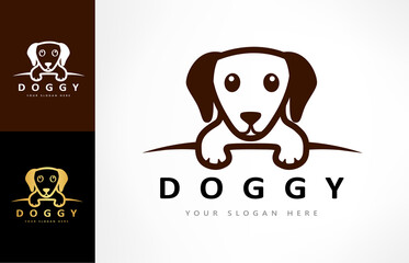 Dog logo vector. Puppy animal. Pet design.