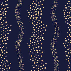Vector blue gold scatter dots seamless pattern