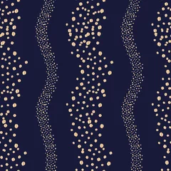 Gordijnen Vector blauw goud scatter stippen naadloos patroon © Dotsby