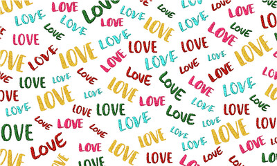 colorful pattern with the word love with bubbly effects.