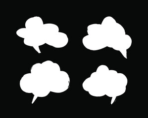 Vector art illustration grunge speech bubbles. Set of hand drawn paint object for design use. Abstract brush drawing.