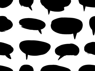 Vector art illustration grunge speech bubbles. Set of hand drawn paint object for design use. Abstract brush drawing.
