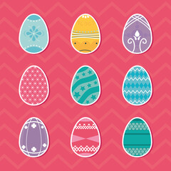 easter eggs icon set, colorful design