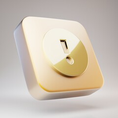 Exclamation Circle icon. Golden Exclamation Circle symbol on matte gold plate.
