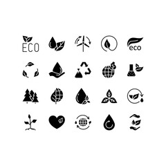 Ecology and Environment related line icon set. Nature and Renewable Energy simple symbol. Contains such as Environment, Eco, Alternative Power, Recycle, Water Drop and more