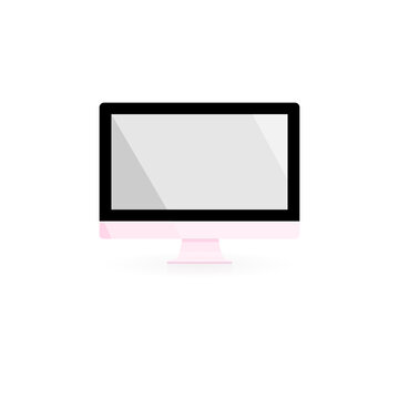 Pink Computer, On A White Isolated Background