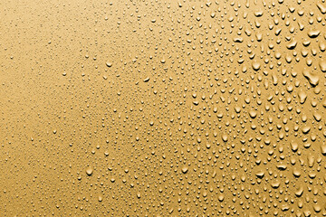 Water drops on gold background, macro