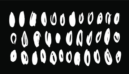 Vector art illustration grunge circle. Set of hand drawn paint object for design use. Abstract brush drawing