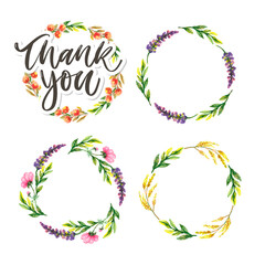 Cute Thank You Script Card Flowers Letter text