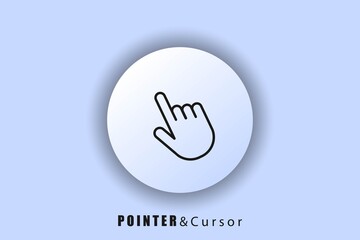 Fototapeta premium By clicking the finger icon. Hand pointer clicking icon. hand pointer. White ui web button. Neomorphism. Vector EPS10