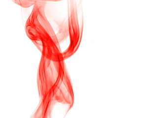 swirling movement of red smoke group, abstract line Isolated on white background